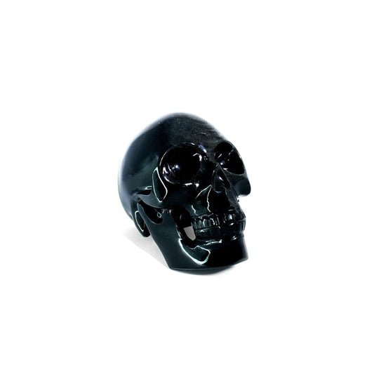 Cráneo de obsidiana plateada