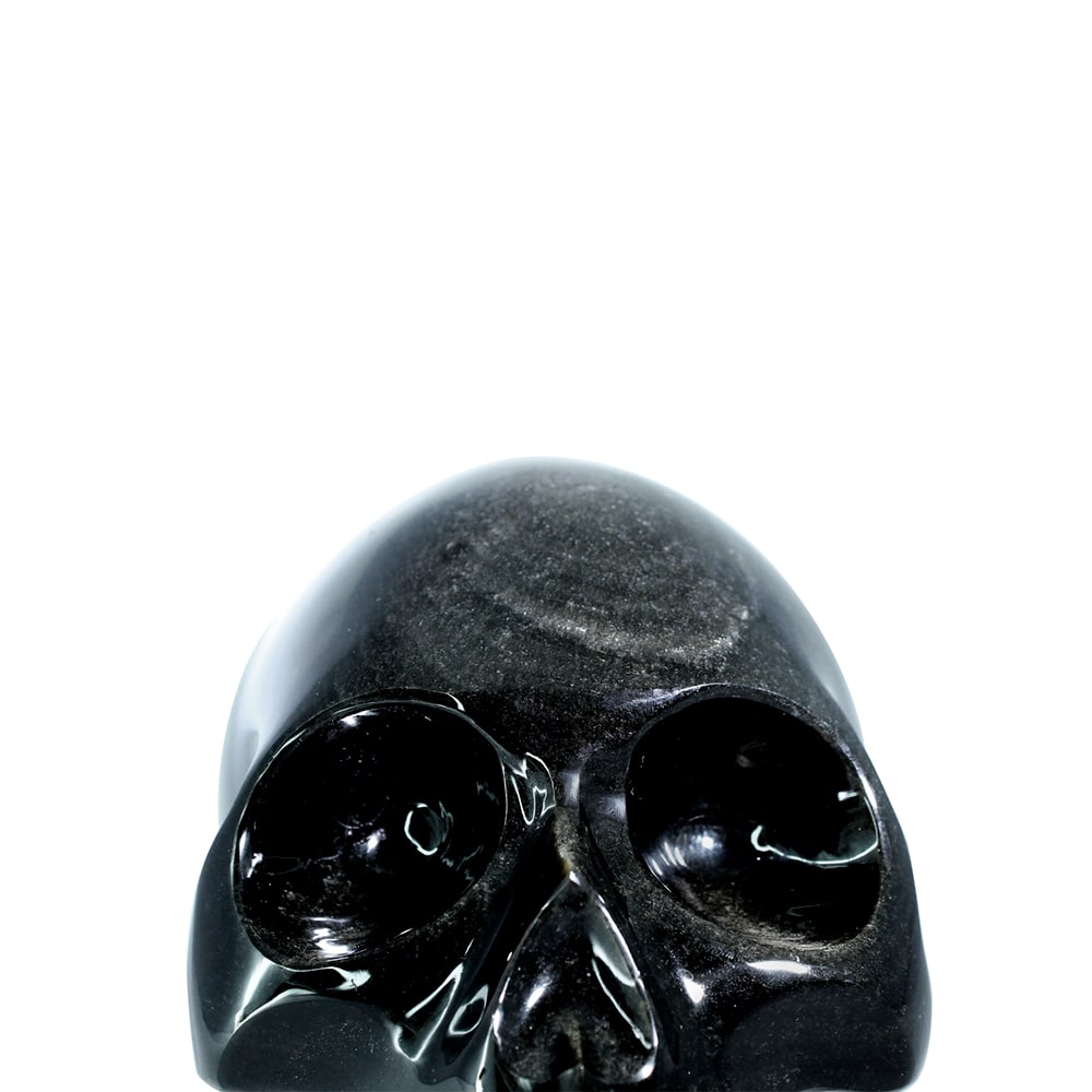 Cráneo de obsidiana plateada