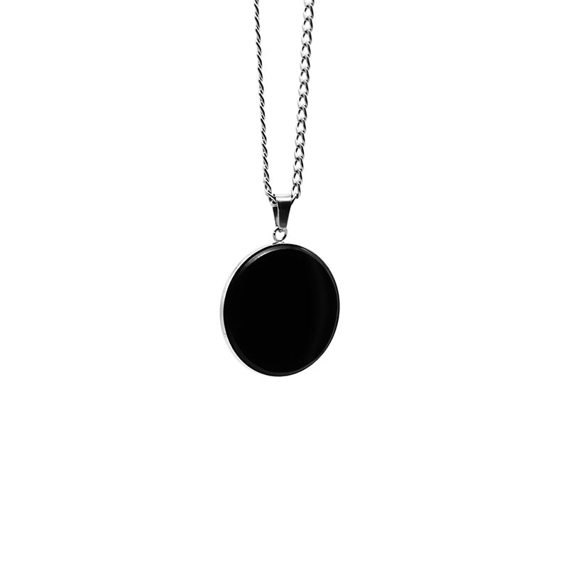 Dije plateado espejo obsidiana