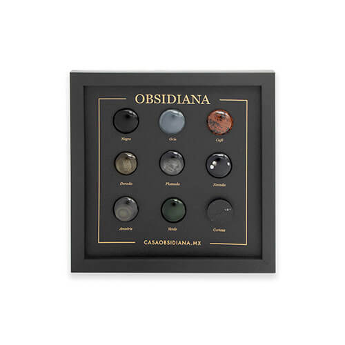 REGALO CORPORATIVO Cuadro con 9 tipos de obsidiana