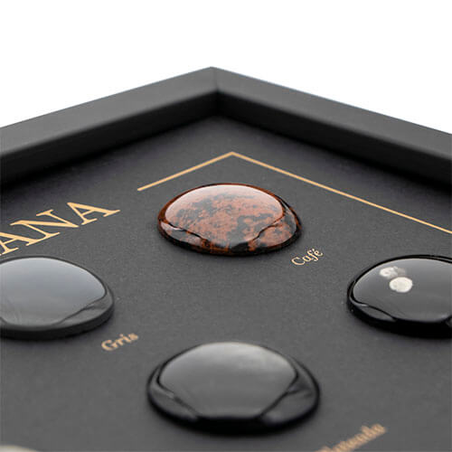 REGALO CORPORATIVO Cuadro con 9 tipos de obsidiana