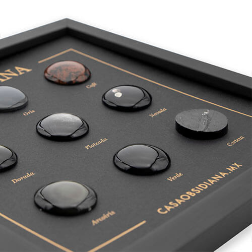 REGALO CORPORATIVO Cuadro con 9 tipos de obsidiana