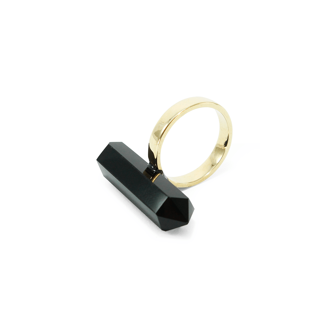 Anillo péndulo obsidiana