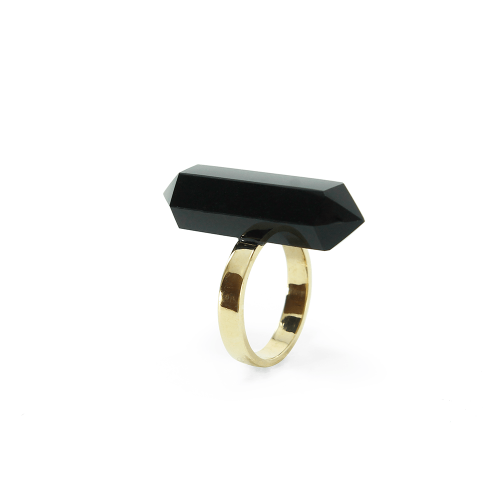 Anillo péndulo obsidiana