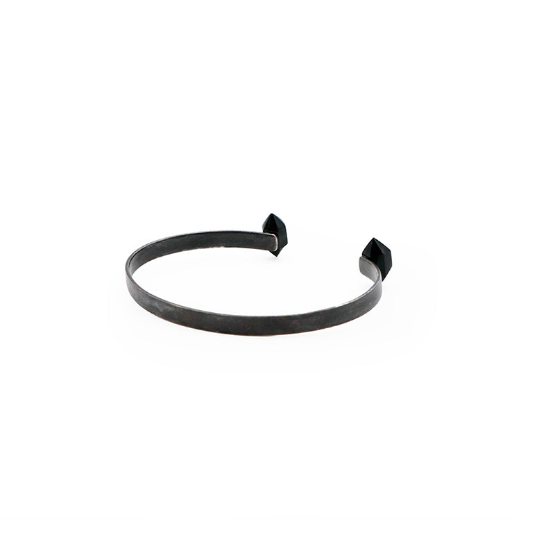 brazalete de plata con obsidiana