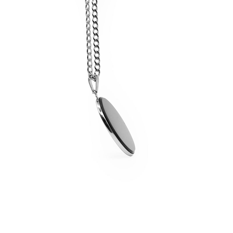 Dije plateado espejo obsidiana