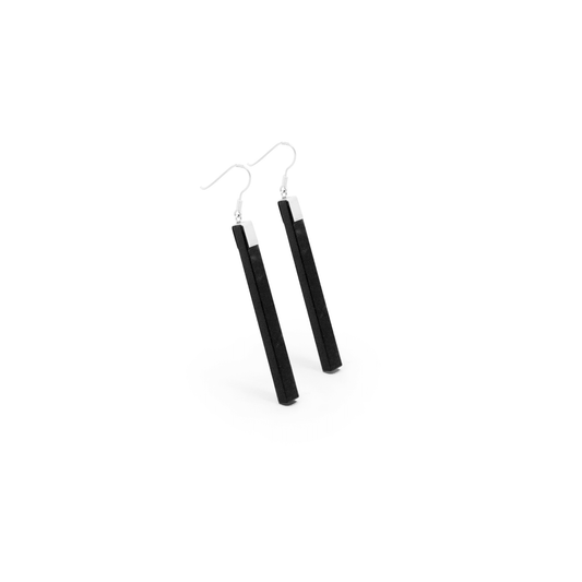 Modern earring obsidiana