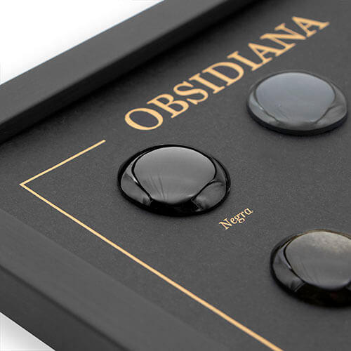 REGALO CORPORATIVO Cuadro con 9 tipos de obsidiana