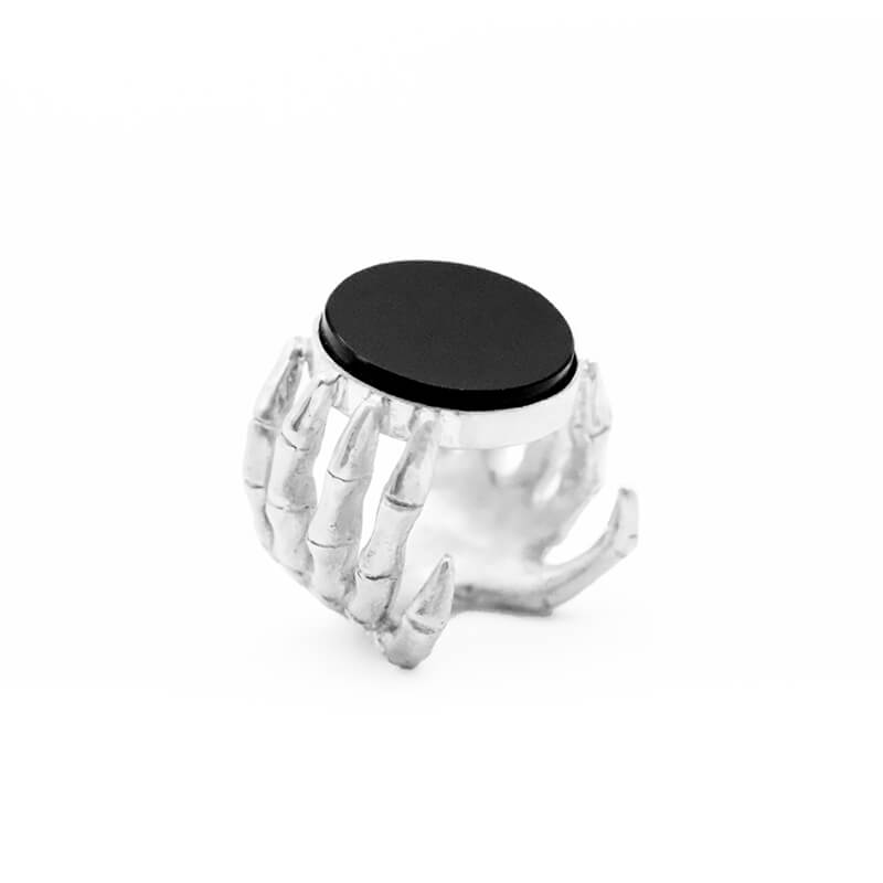 anillo phalanx plata con obsidiana negra 3